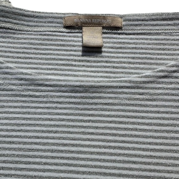 Banana Republic Silver Metallic Stripe Long Sleeve Scoop Neck Jersey, Small - Picture 11 of 12